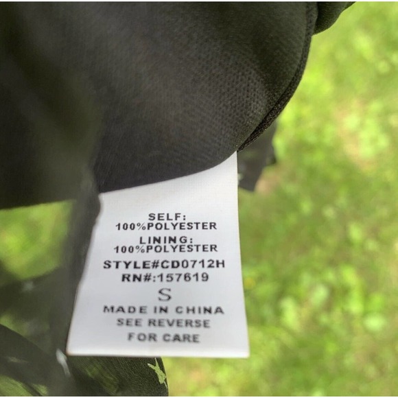 NWT Black and silver star V-neck ruffle with belt tie sheer sleeves mini dress - Picture 10 of 12